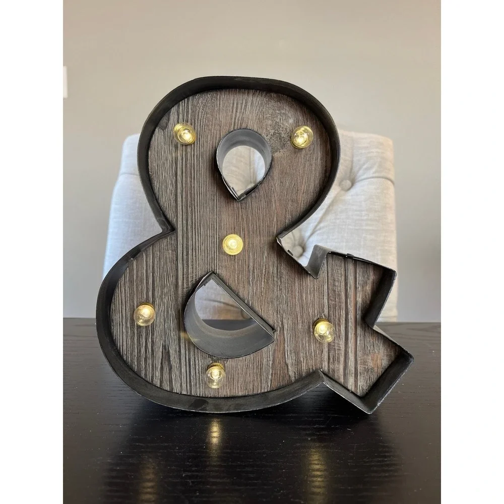 Light Up Ampersand Marquee‎ Letter Desk Shelf Decor Metallic Gastro